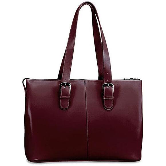 NWOT Jack Georges Milano Madison Ave Business Tote in Cherry Leather - Picture 1 of 7